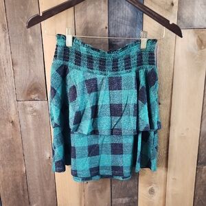 Plaid Smocked Mini Skirt KIDS SIZE XL 13-14